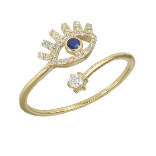 Anello occhio con diamanti e zaffiro blu-6 per la vendita all'ingrosso da parte di Jewels of Mewar