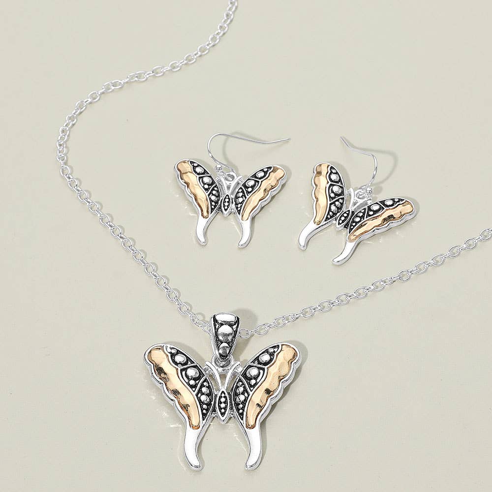 Sensibling Corp. - Wholesale Jewelry Set - Antique Metal Butterfly Pendant Necklace3