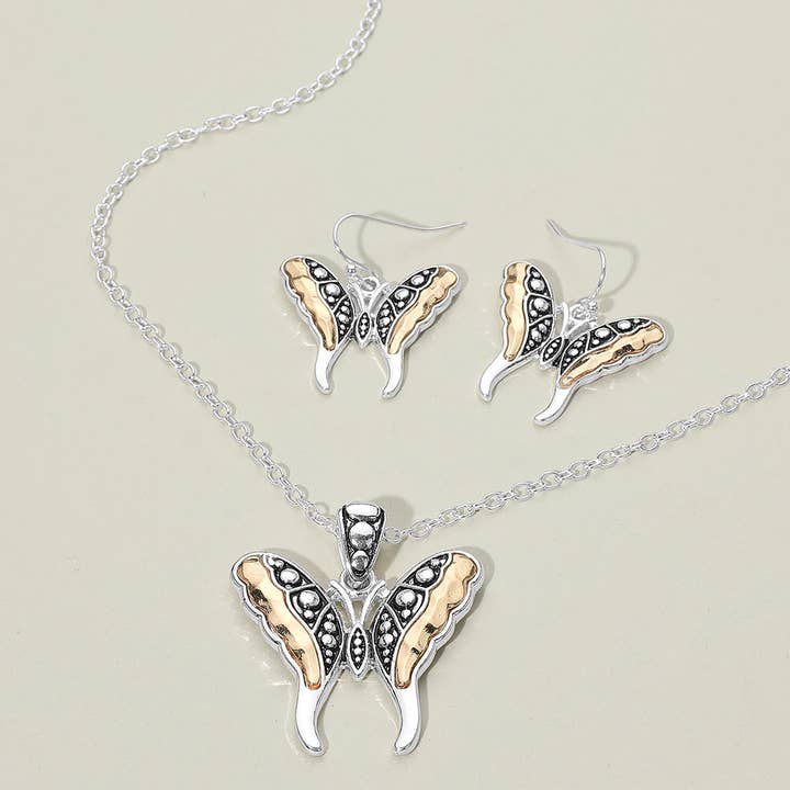 Sensibling Corp. - Wholesale Jewelry Set - Antique Metal Butterfly Pendant Necklace3