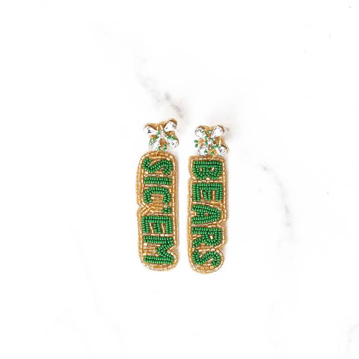 Sic 'em Bears Beaded Earrings for wholesale by Golden Thread