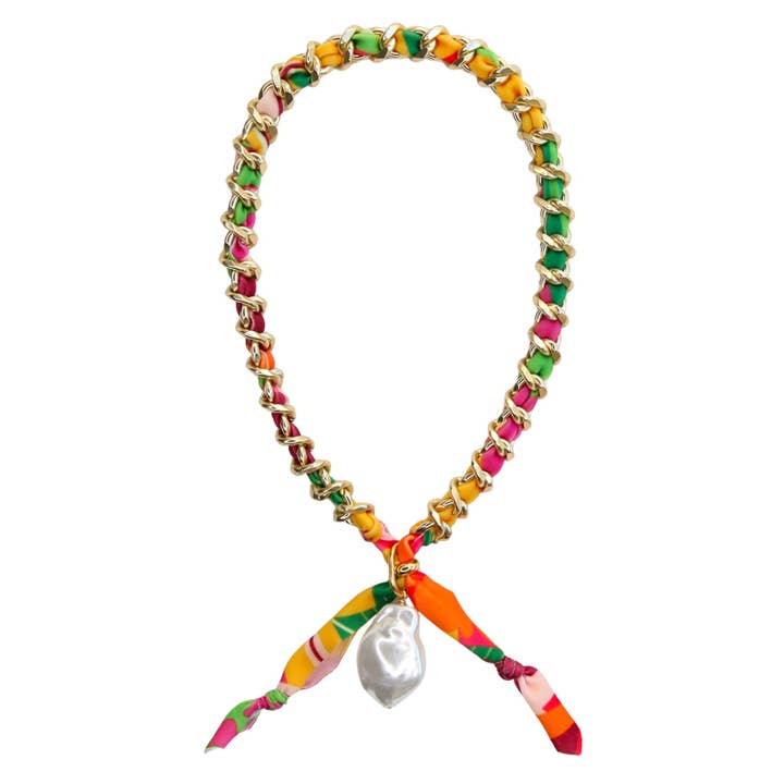 Ginger Wrapped Chain Necklace in Green Multi for wholesale by Catherine Page Jewelry