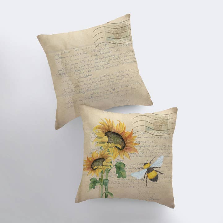 UniikPillows – wholesale Prydnadskuddfodral – Solros | Bee | Kuddfodral | Solrosinredning | | Bondgårdsinredning | Heminredning | Blommiga kuddar | Accent Kuddöverdrag | Present