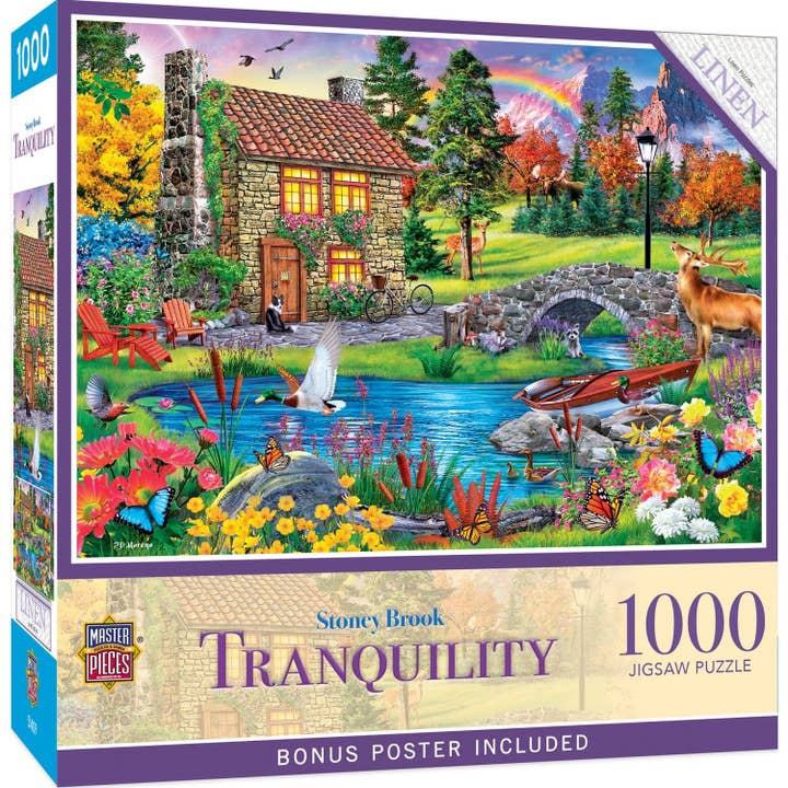 Tranquility - Stoney Brook Cottage 1000 Piece Jigsaw Puzzle for wholesale by Masterpieces Puzzles