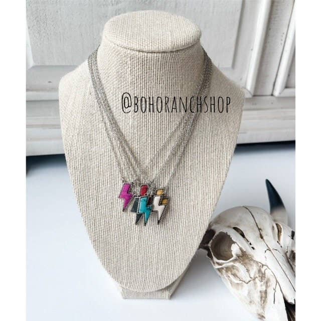 Boho Ranch Shop - Wholesale Pendant/Charm Necklace - Western Lightning Bolt Thunderbolt Necklace2
