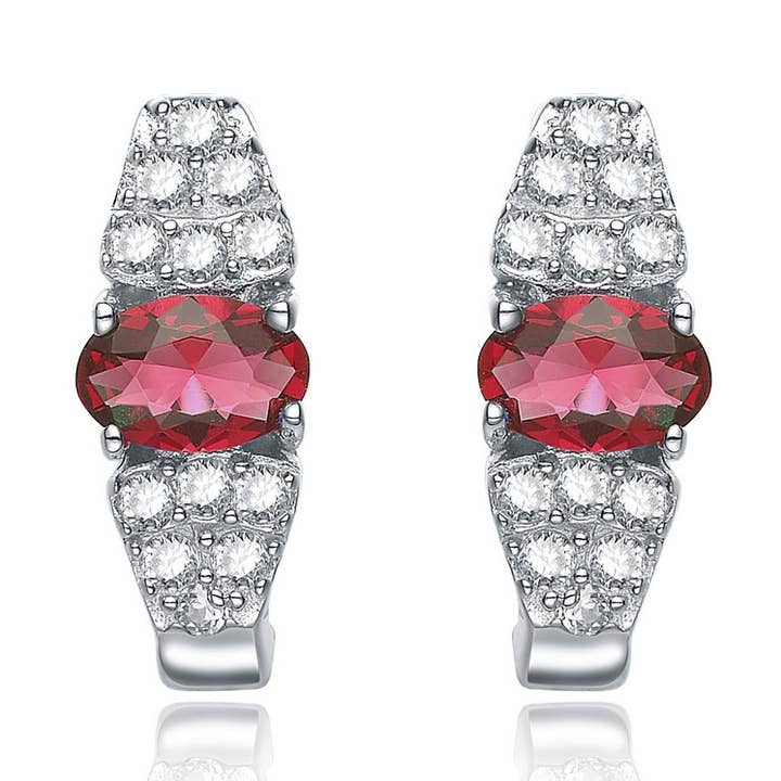 Brincos em Prata Esterlina CZ e Rubi Huggie (2669-) por atacado de Genevive