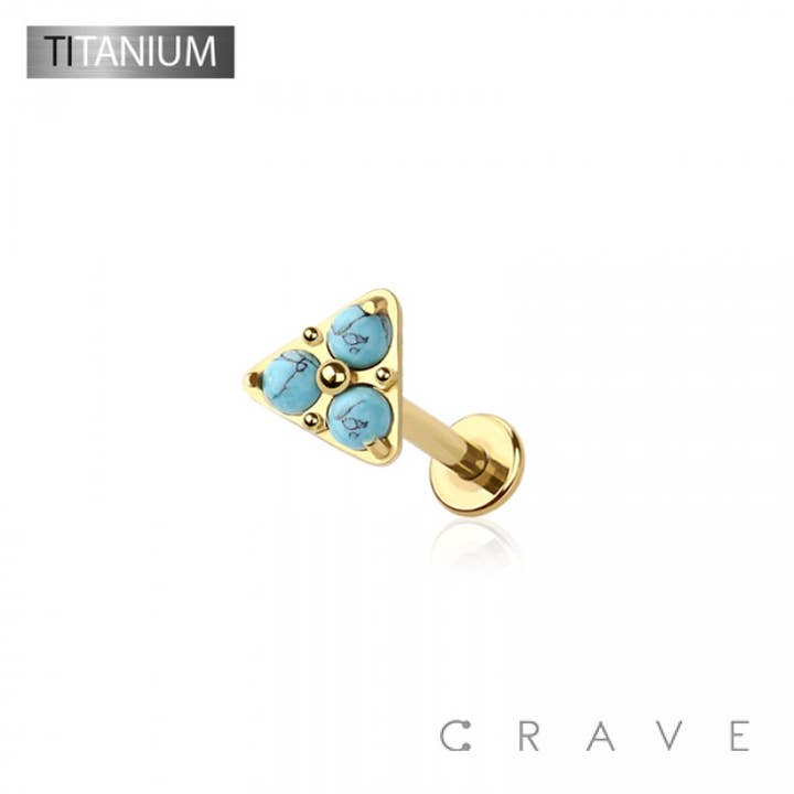 CRAVE BODY JEWELRY - Wholesale Stud/post earrings - IMPLANT GRADE SOLID TITANIUM TRIANGLE TRIPLE CZ PUSH IN TOP2