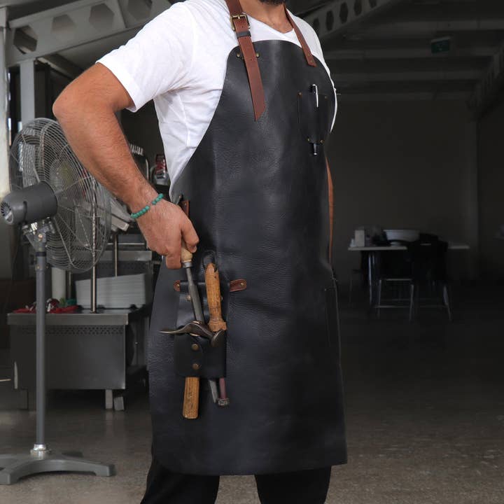 Londo - Wholesale Apron - Otto Angelino Top Grain Leather Apron Woodworking, Cooking, Chef, Barista, Christmas Workshop with Tool Pockets12