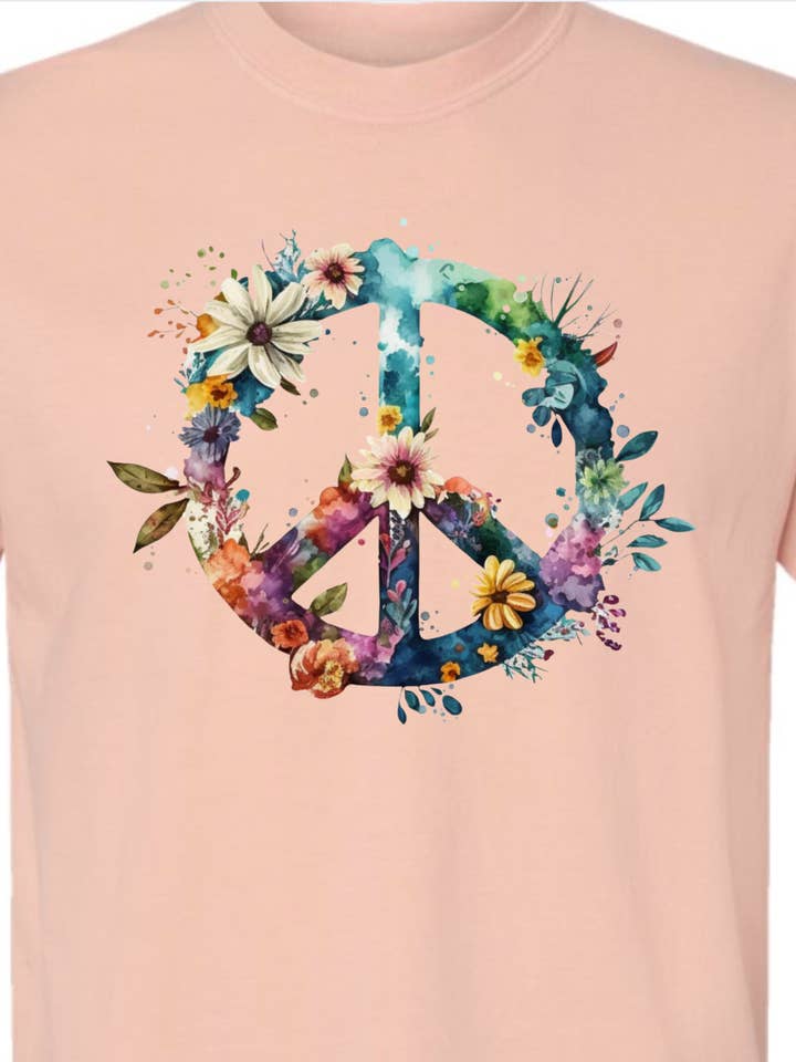 Kiki's Boutique - Wholesale Screen Printed T-Shirt - Women's - Peace Sign Comfort Color Tee7