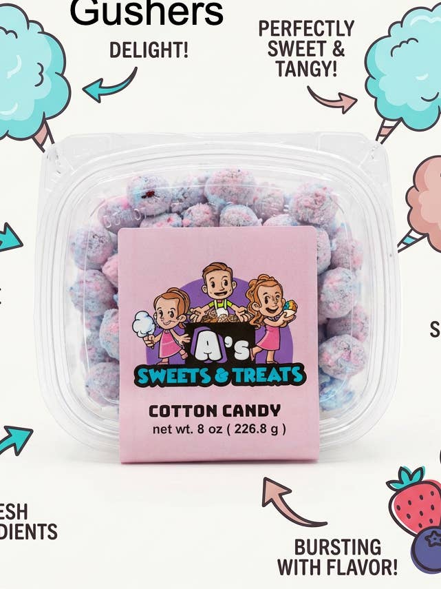 Zuckerwatte-Balken für den Großhandel von A’s Sweets & Treats Freeze Dried Candy