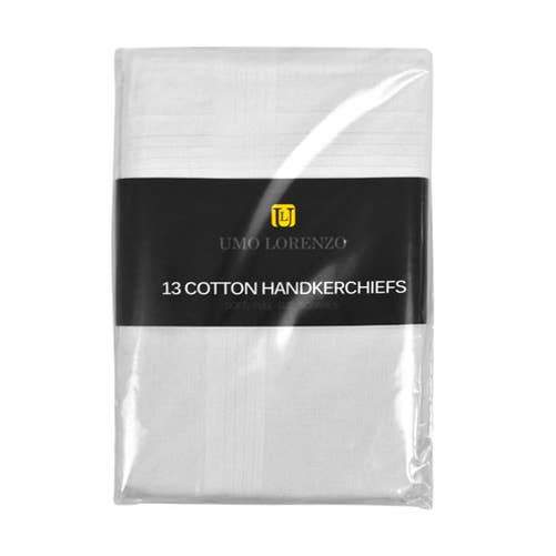 Selini New York - Wholesale Handkerchief - Men's - Men's Cotton Plain Handkerchiefs 13pcs Set