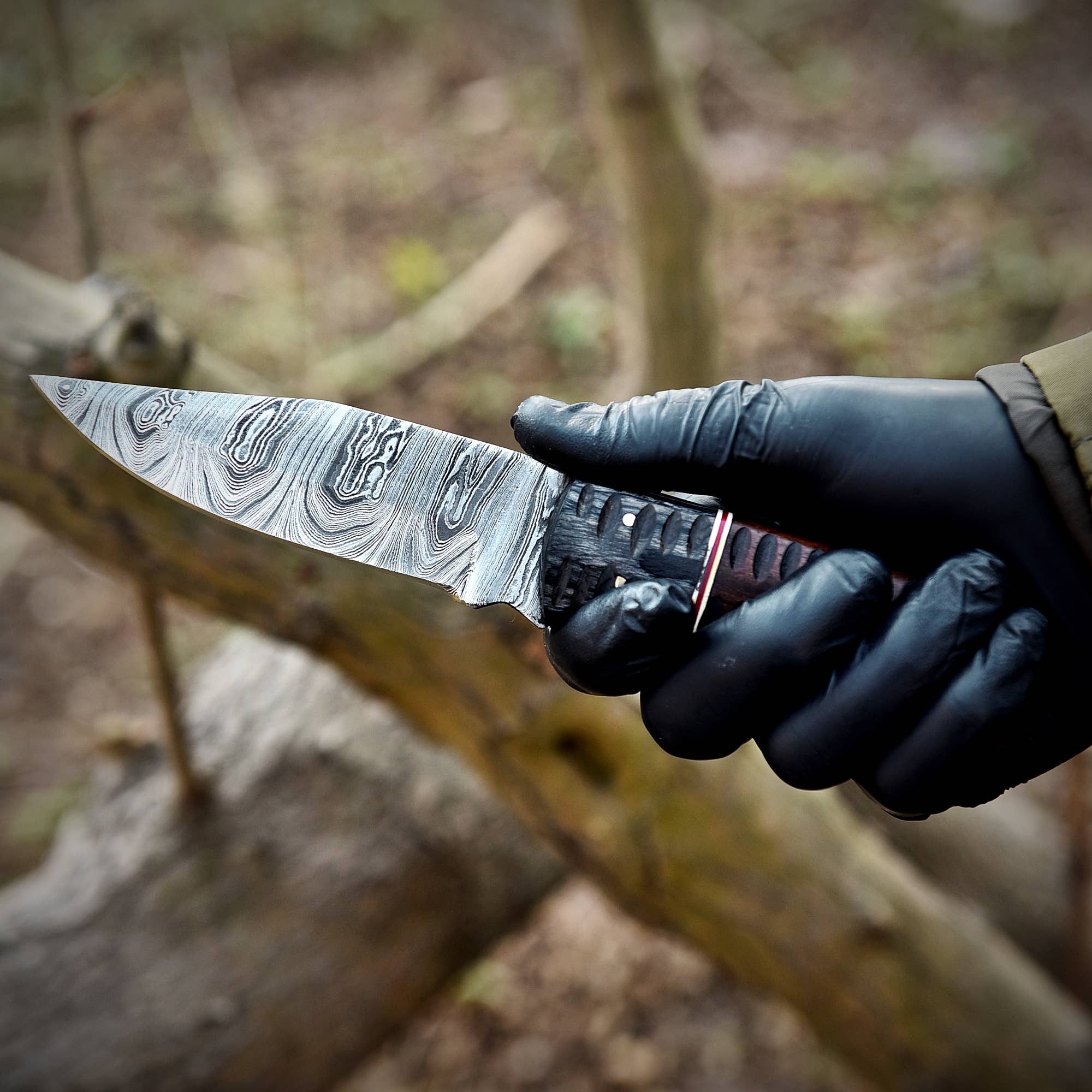 Deer Edge - Wholesale Pocket Knife/Holder - Damascus Steel Skinner Knife with Sheath - handmade4