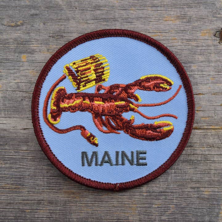 Maine Lobster Embroidered Patch for wholesale by Quiet Tide Goods