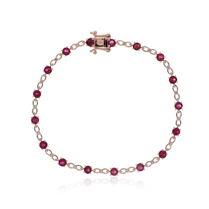 Mozambique Ruby With Diamond EF-VS 3.40ctw Bracelet In 9KT Rose Gold for wholesale by Jaipur Jewelry