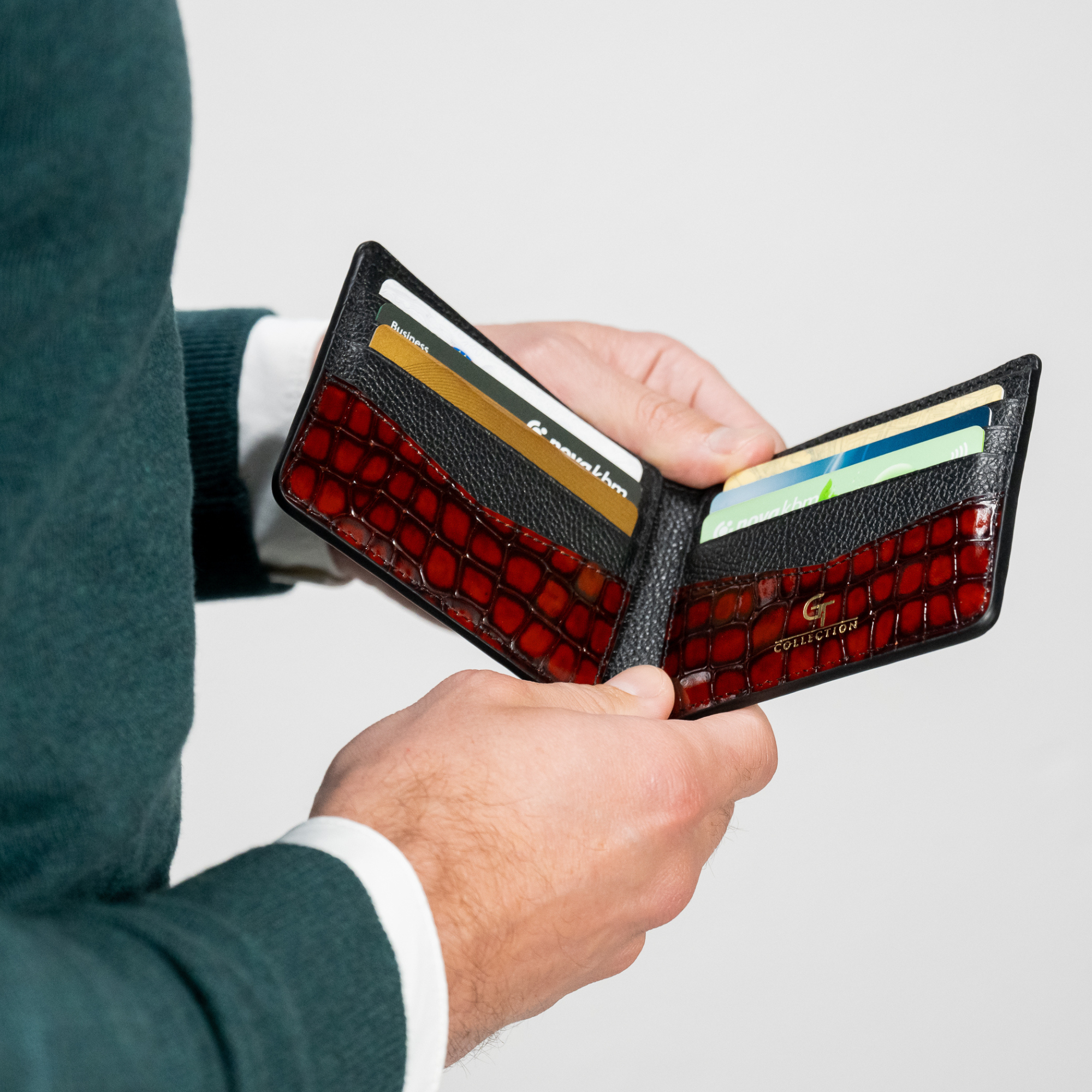 GT collection Jewelry - Wholesale Portemonnee - Heren - Herenportemonnee met krokodillenprint - Rood Echt Leer3