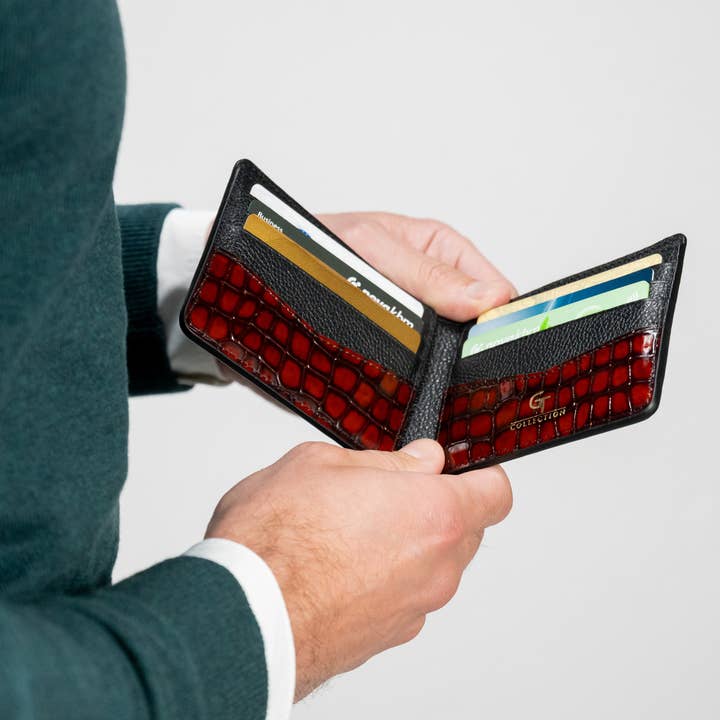 GT collection Jewelry - Wholesale Portemonnee - Heren - Herenportemonnee met krokodillenprint - Rood Echt Leer3