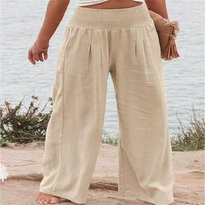 URBAN DAIZY Women's Wide Leg Pants - Woven Pleated with Lining
