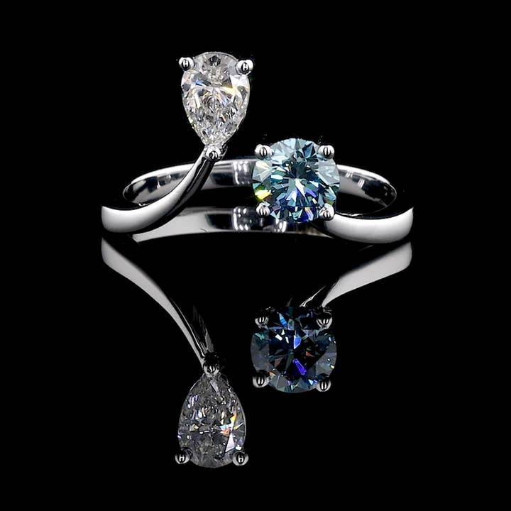 Two-Stone Pear & Round Ring – 2.00ct Lab Diamond for wholesale by Kalindi Jewels