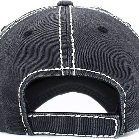 Funky Junque - Wholesale Baseball Cap - Unisex - Vintage Patch Hat - Camping hair don’t care w/ tent (Black)