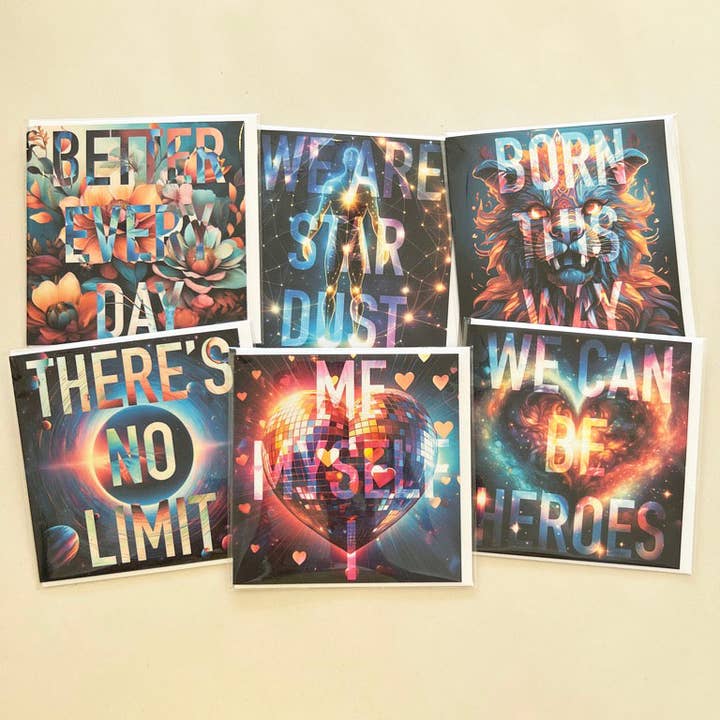 Notes to Self greetings cards - Starter pack 6D (6 designs) for wholesale by delaVision