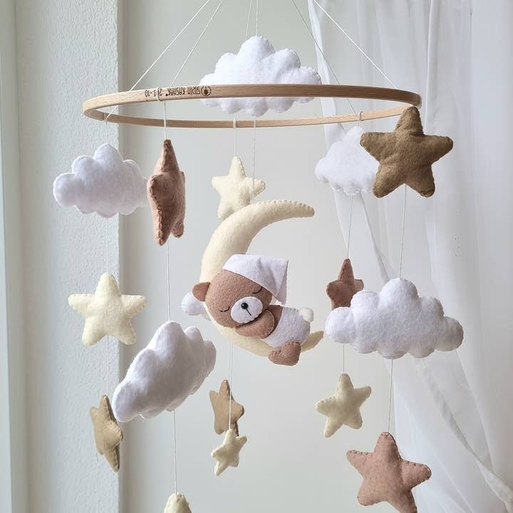 Teddi Bebe - Venta al por mayor Juguete móvil para bebé - osito de peluche para dormir Baby Mobile blanco