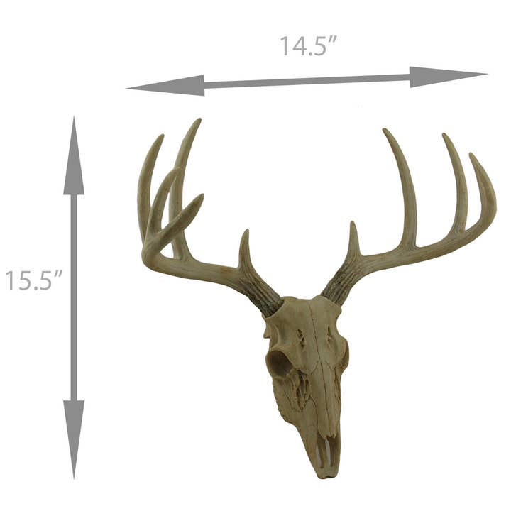 Zeckos - Wholesale Wall Accent - Faux 10 Point Buck Deer Skull 15 Inch Wall Sculpture