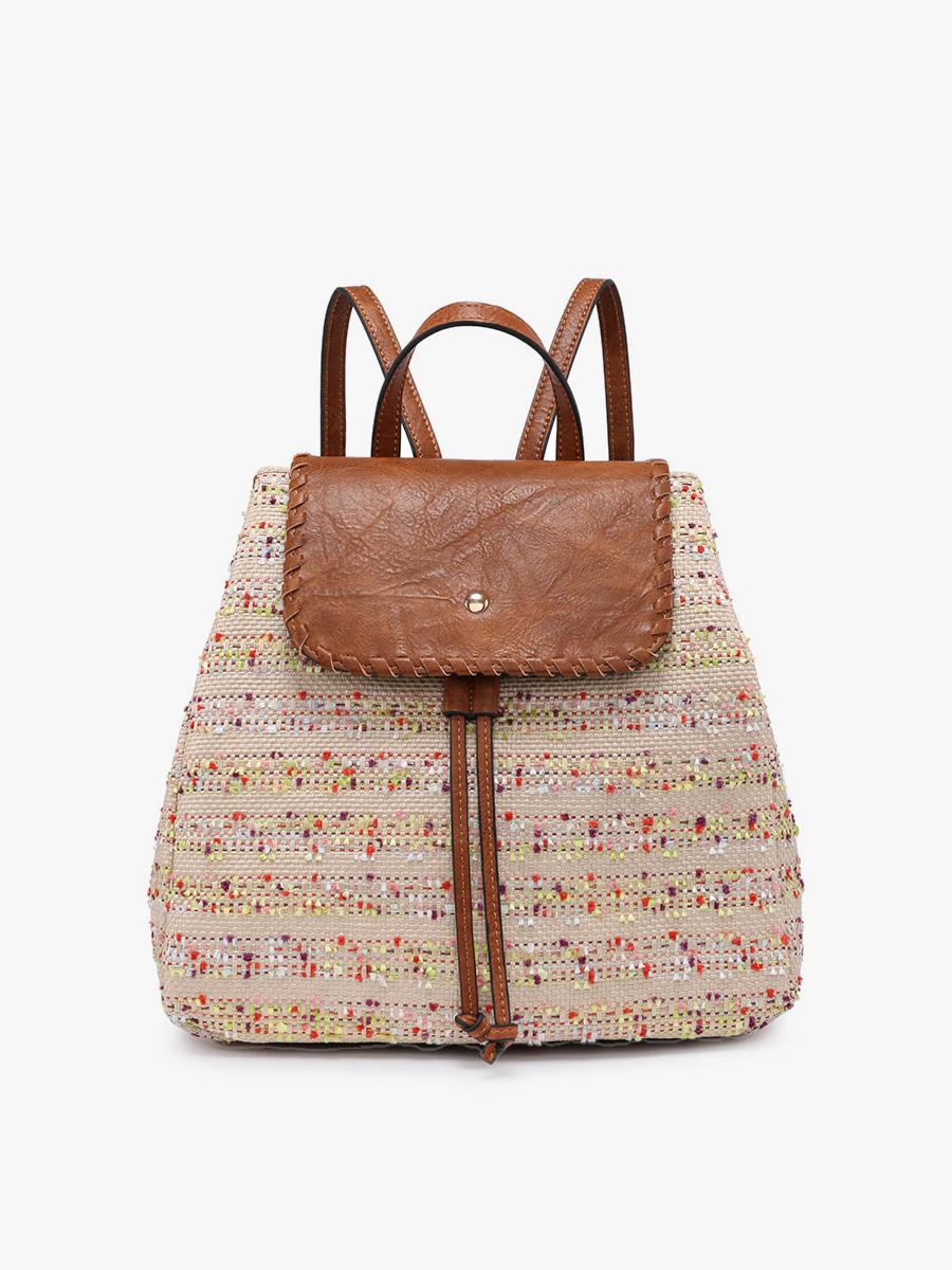 JNC RT (Jen & Co. Outlet) - Wholesale Backpack - Women's - BP1919 Saffron 2 Tone Straw-Textured Backpack1