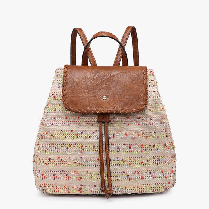 JNC RT (Jen & Co. Outlet) - Wholesale Backpack - Women's - BP1919 Saffron 2 Tone Straw-Textured Backpack1