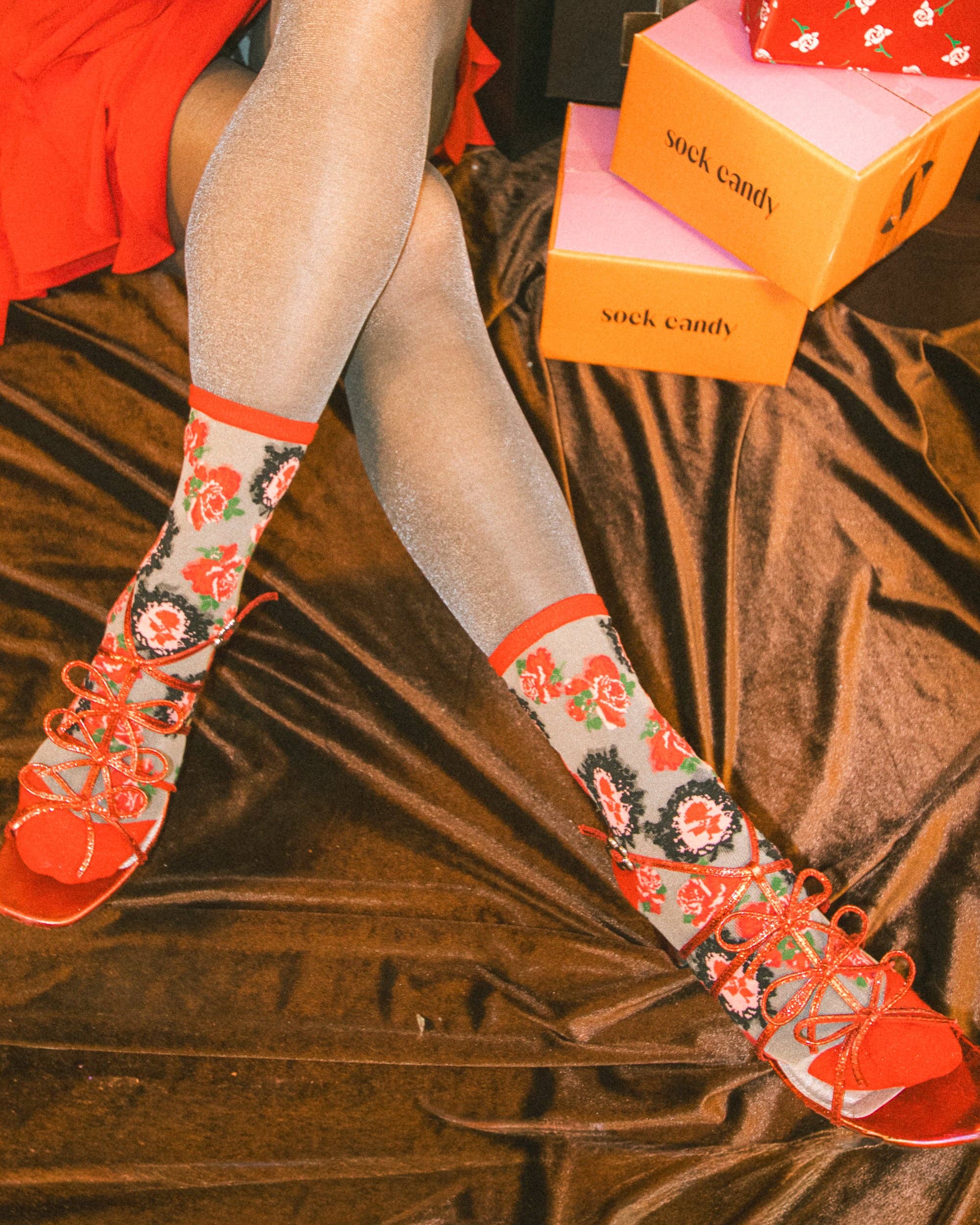 Sock Candy - Vente Chaussettes – femme - Chaussettes Cameo Rose Sheer Crew10