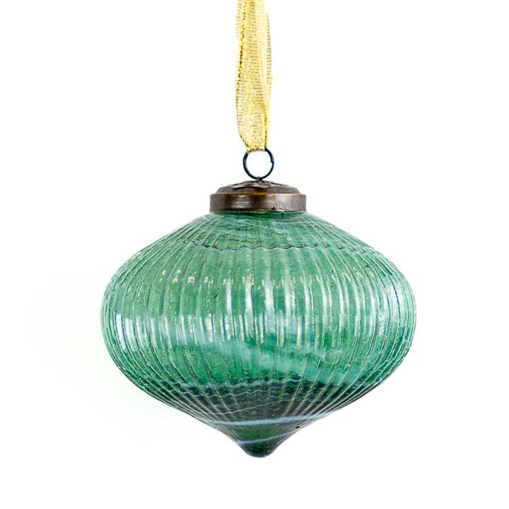 Ornamento in vetro Fidenza Aqua 4" per la vendita all'ingrosso da parte di The Royal Standard