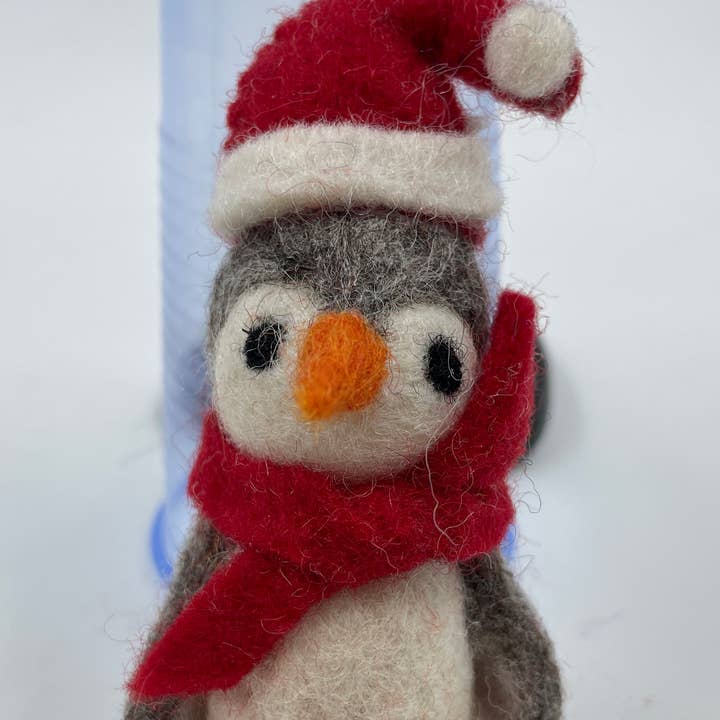 Funky Yak Ltd - Wholesale Ornament - Felted Penguin with Red Scarf Christmas Decorations4