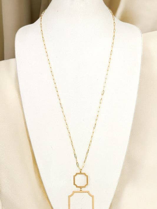 COLLANA CON PENDENTE A DOPPIO LINK ALLUNGATO RITAGLIATO per la vendita all'ingrosso da parte di Andrea Bijoux