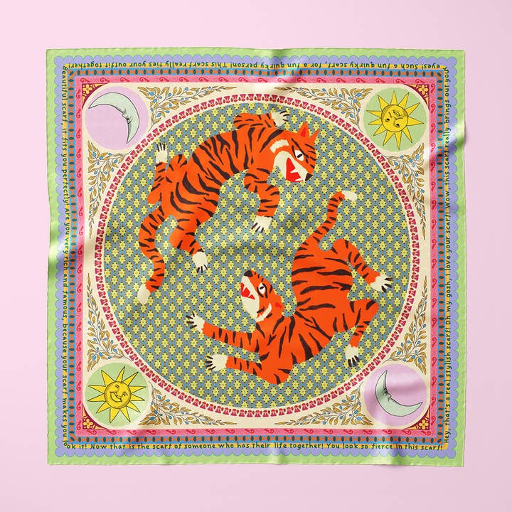 Terrific Tiger Silk Scarf for wholesale by Little Goat Studio