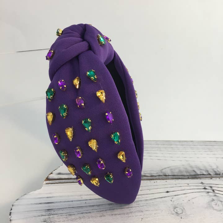 Mardi Gras teardrop gemstone headband for wholesale by SongLily