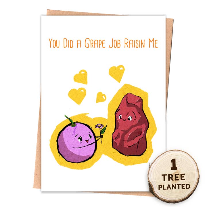 Eco Mum Dad Parent Card. Bee Friendly Seed Gift. Raisin Me for wholesale by 1 Tree Cards