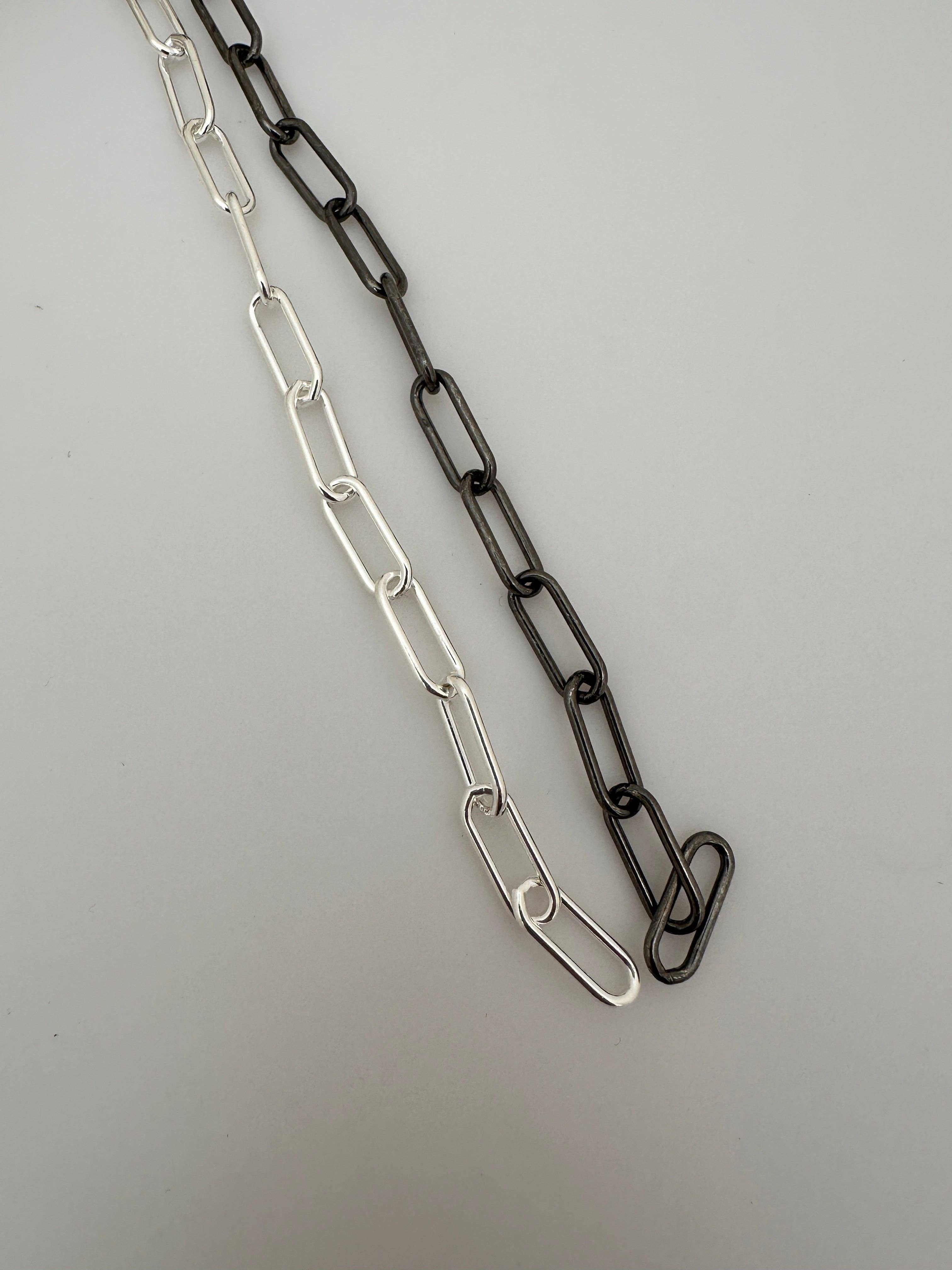 Sterling-Sil 925 Sterlingsilber | Glatte Büroklammerkette | Rechteckige Kette Runddraht | Maschinell gefertigte Kette | Größe 15,5mmX6mm, 1 Fuß für den Großhandel auf Faire6