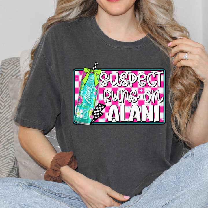 Suspect Runs On Alani Comfort Color Tshirt for wholesale by Classy and Sassy Creations and Boutique