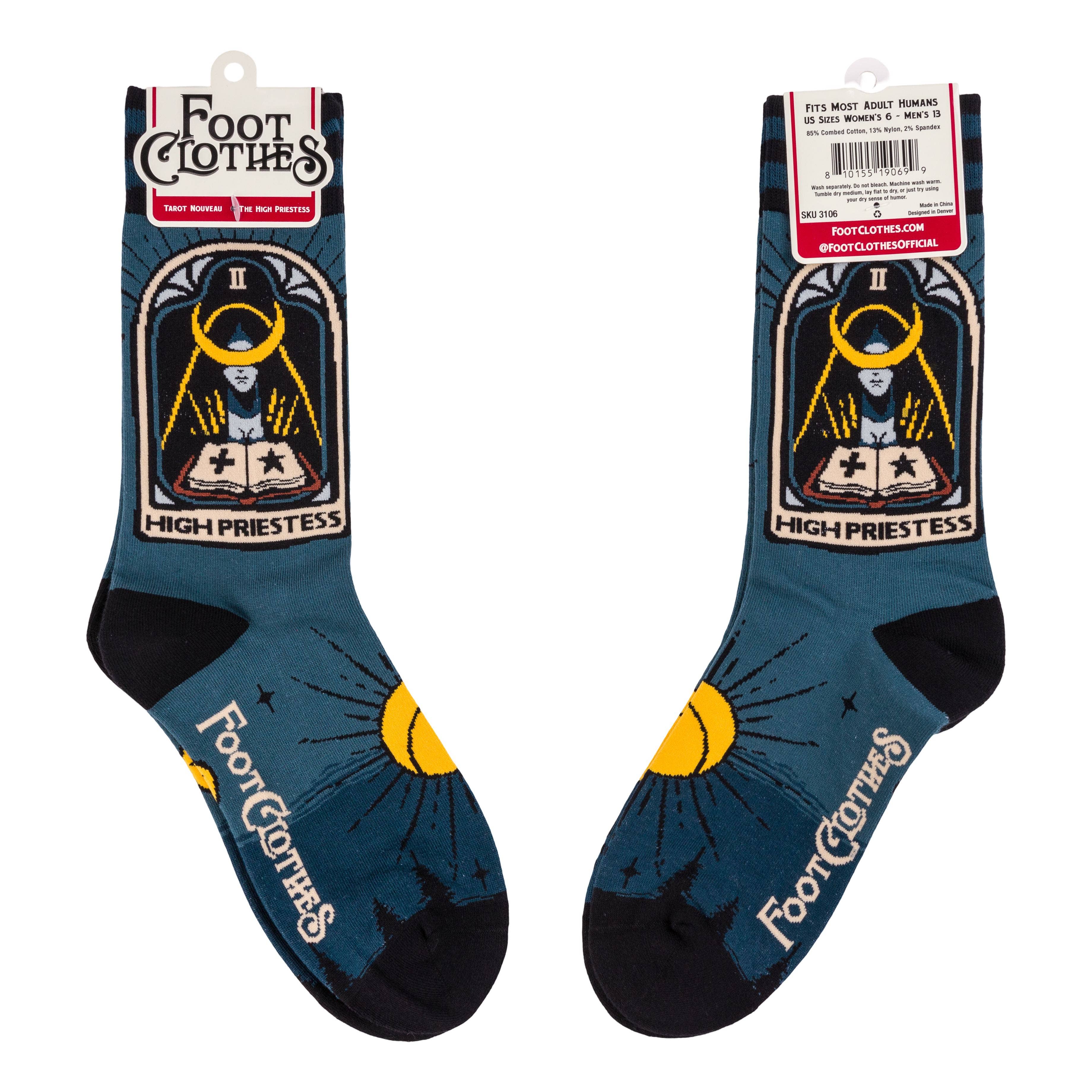 FootClothes LLC - Wholesale Socks - Unisex - The High Priestess Tarot Nouveau Crew Socks3