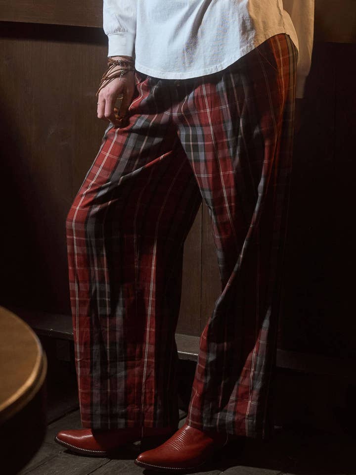 J.O.A - Wholesale Pants - Women's - PLAID ELASTIC WAIST LOUNGE PANTS7