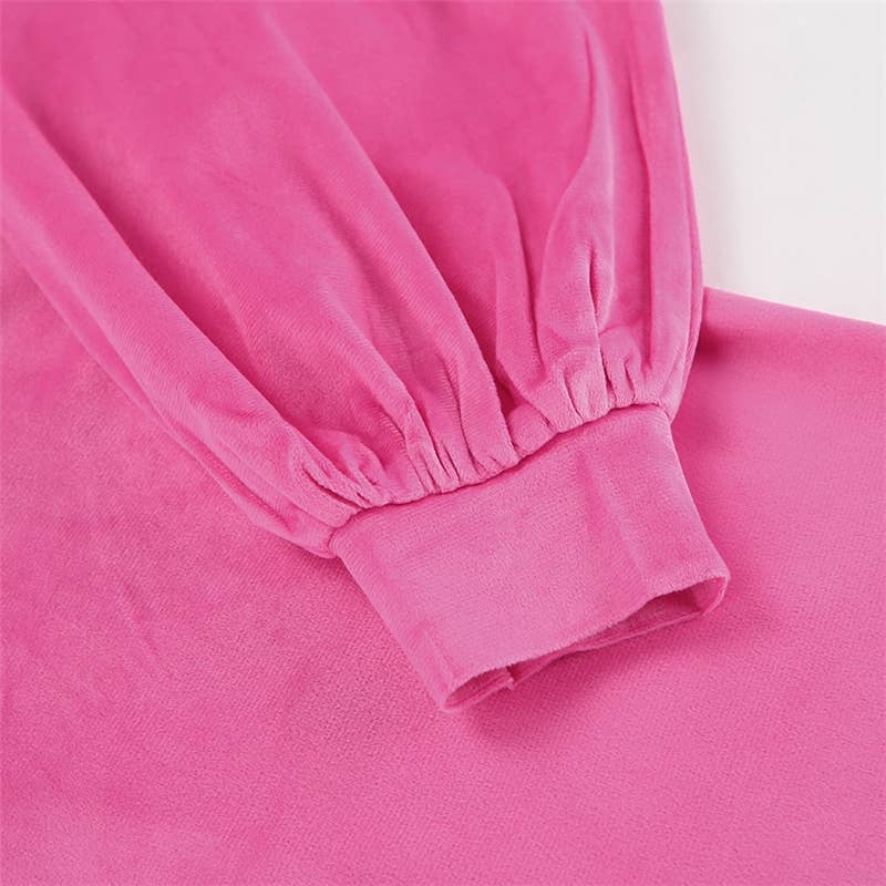 FurDecoration - Wholesale Tracksuit - Women's - Velvet Hooded Zip-Up Long Sleeve Track Suit9