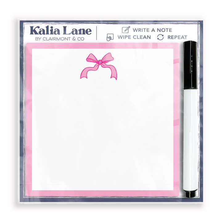 Bows, Dry Erase, Glass Sign, Gifts for Girls, College Gift for wholesale by Clairmont & Co