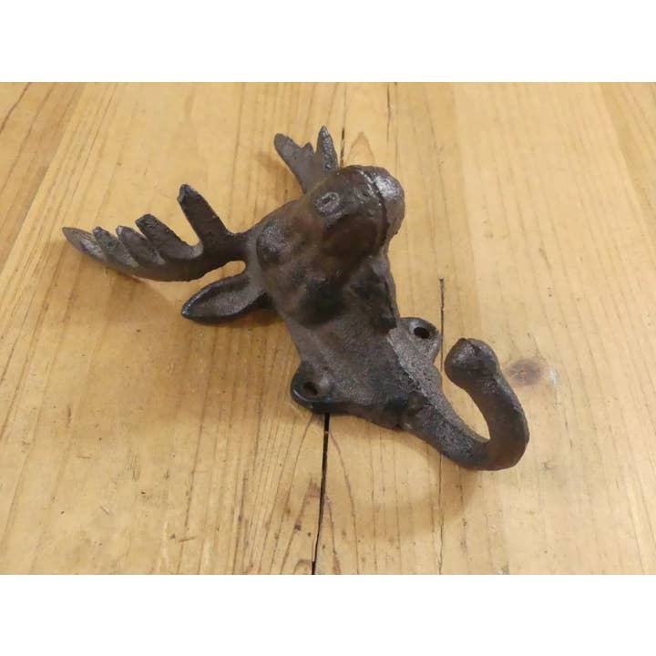 Midwest Craft House - Wholesale Wall Hook - Cast Iron Rustic Elk/ Deer/moose Head Hook