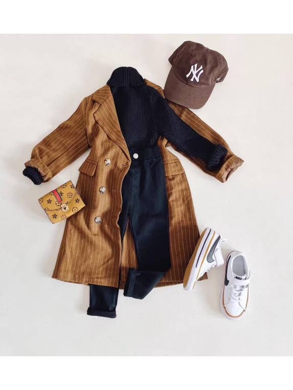KID'in AROUND - Wholesale Trench Coat - Kids - Pinstripe Trench Coat