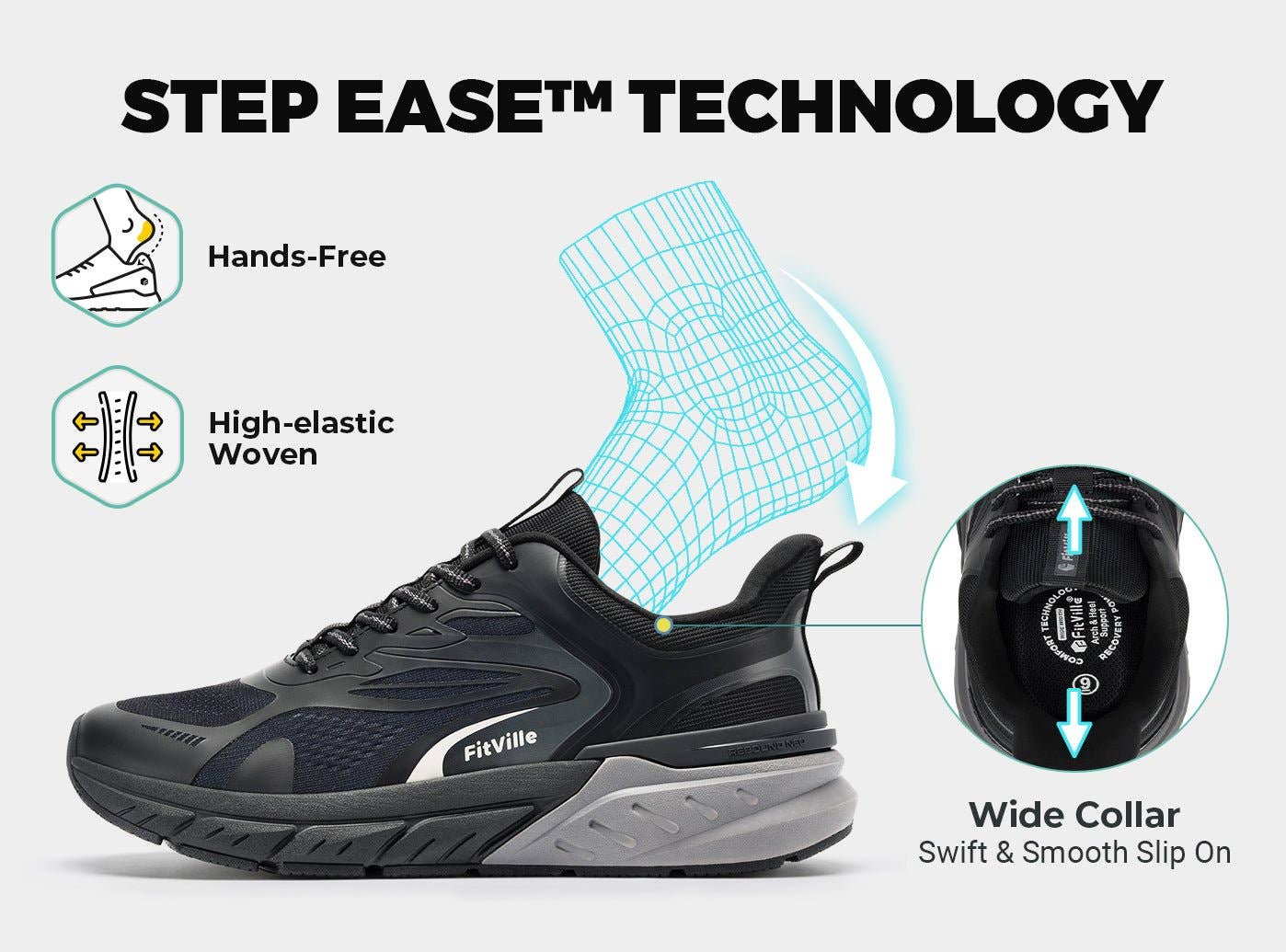 FitVille - Wholesale Athletic trainers – Men′s - FitVille Men's Rebound Neo Walking Shoes V35