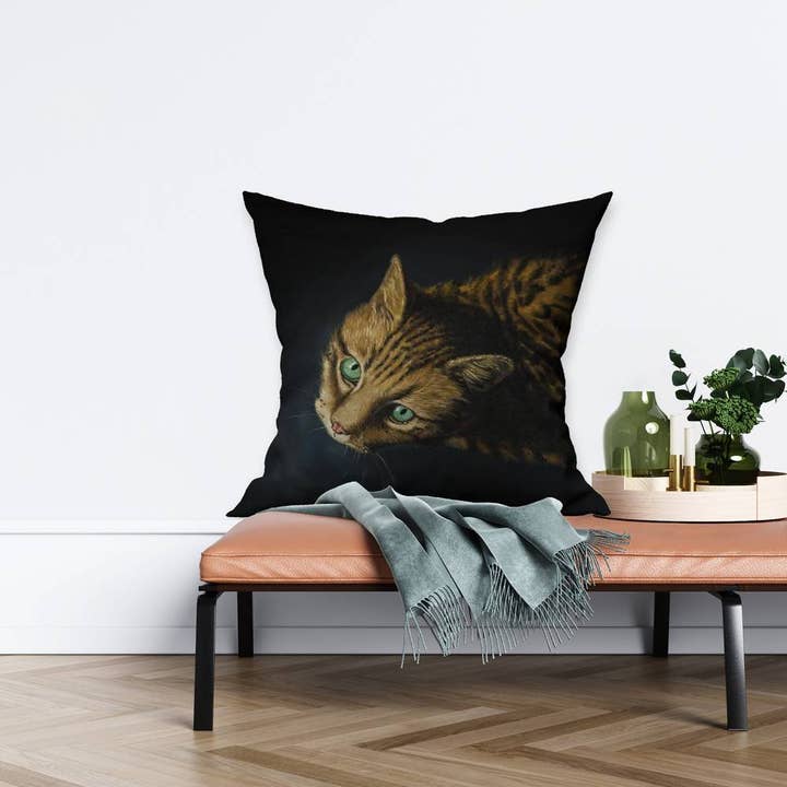 Svart Bengal katt | Invändig kudde 26 ”x 26" för wholesale på Faire