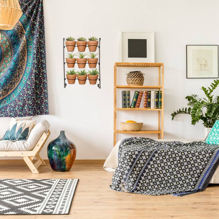 Kurated Korner - Wholesale Wall planter - AuldHome Design Mini Clay Pot Hanging Rack 11