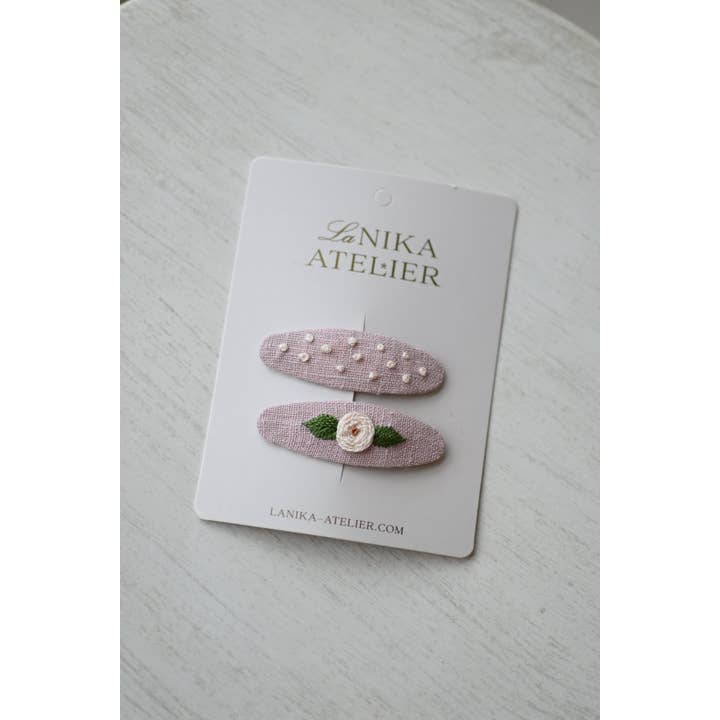 Lanika Atelier, Nika Korošec s.p. - Wholesale Hair Clip - Women's - Oval Hair clips Rose + dots4