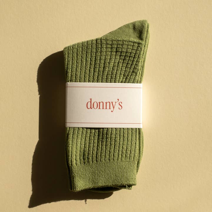 Meias de Verão em Malha de Favo em Verde Sálvia por atacado de Donny's