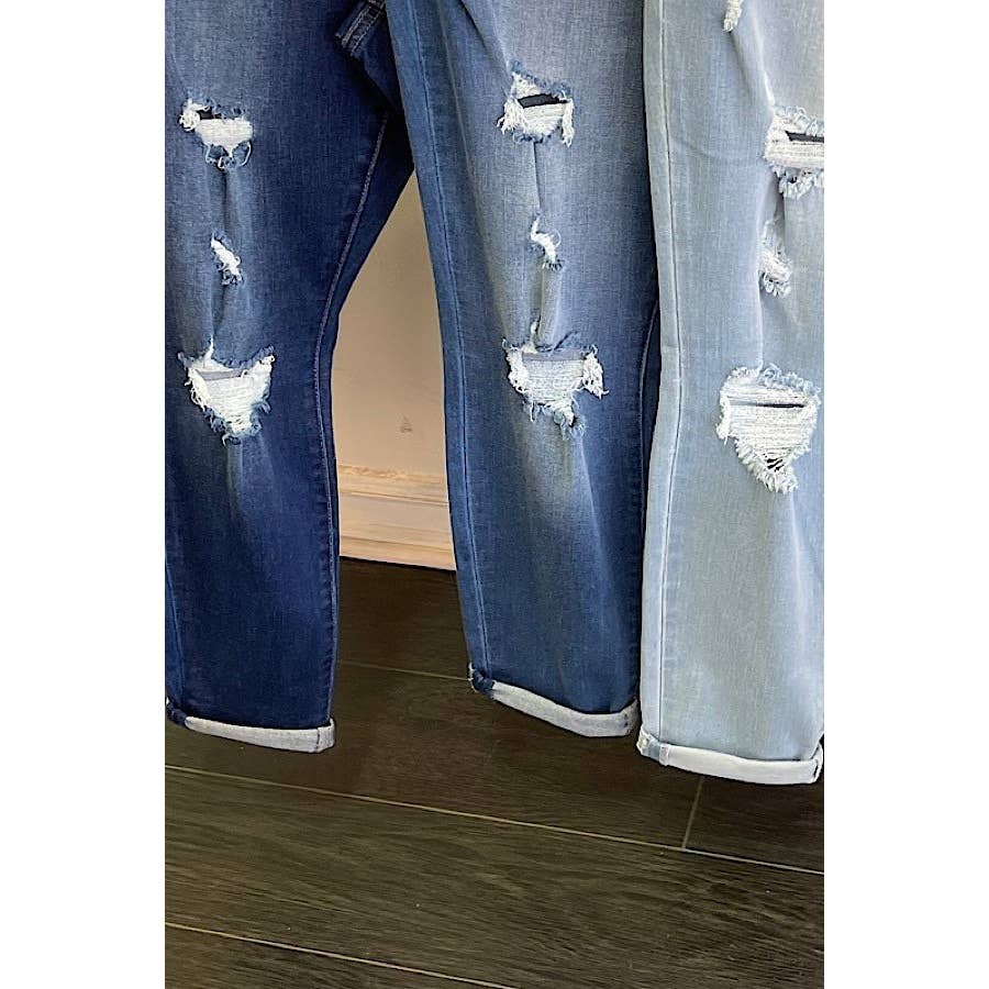 Curve Market - Vendita all'ingrosso Jeans - Donna - JEANS CROP IN DENIM CON RISVOLTO INVECCHIATO TAGLIE FORTI0