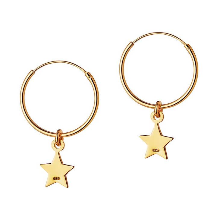 Créoles en métal doré avec étoile 18 mm pour la vente par Juulry