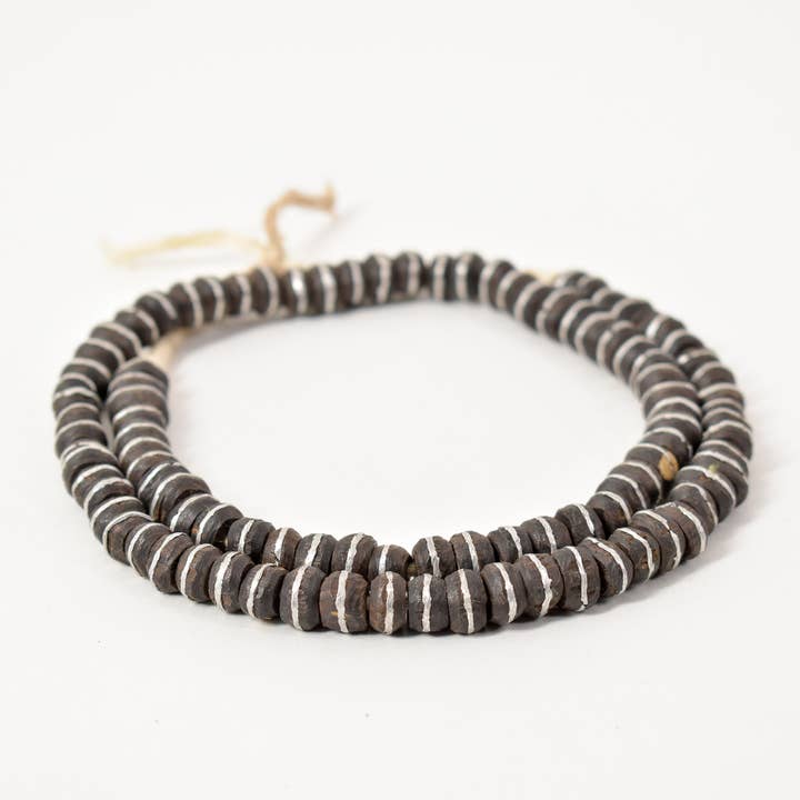 Africa Direct - Wholesale Beads - Ebony Wood Trade Beads with Inlaid Silver Stripe from Mali9